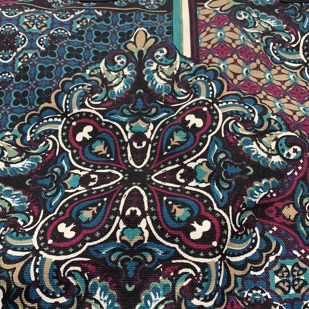 Soft Surroundings Black Blue Patterned Large Tote… - image 2